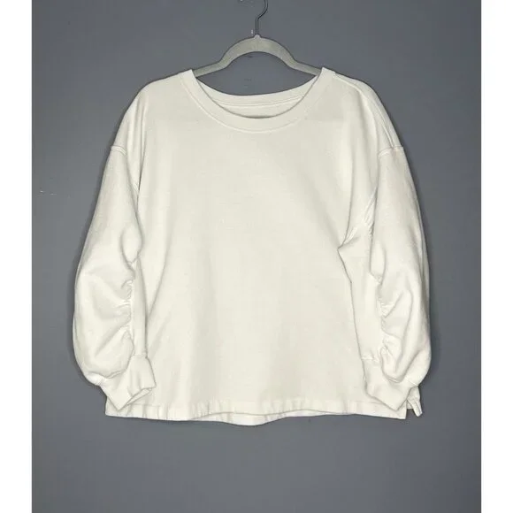 Abercrombie & Fitch Soft AF Sweatshirt Women’s XL Scrunch Puff Sleeve White - Picture 9 of 10